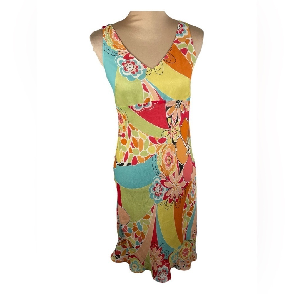 LAFAYETTE 148 ~Colorful 100% Silk Floral Sleeveless Dress Size 0